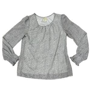 White Polka Dotted Long Sleeve Blouse by Japna